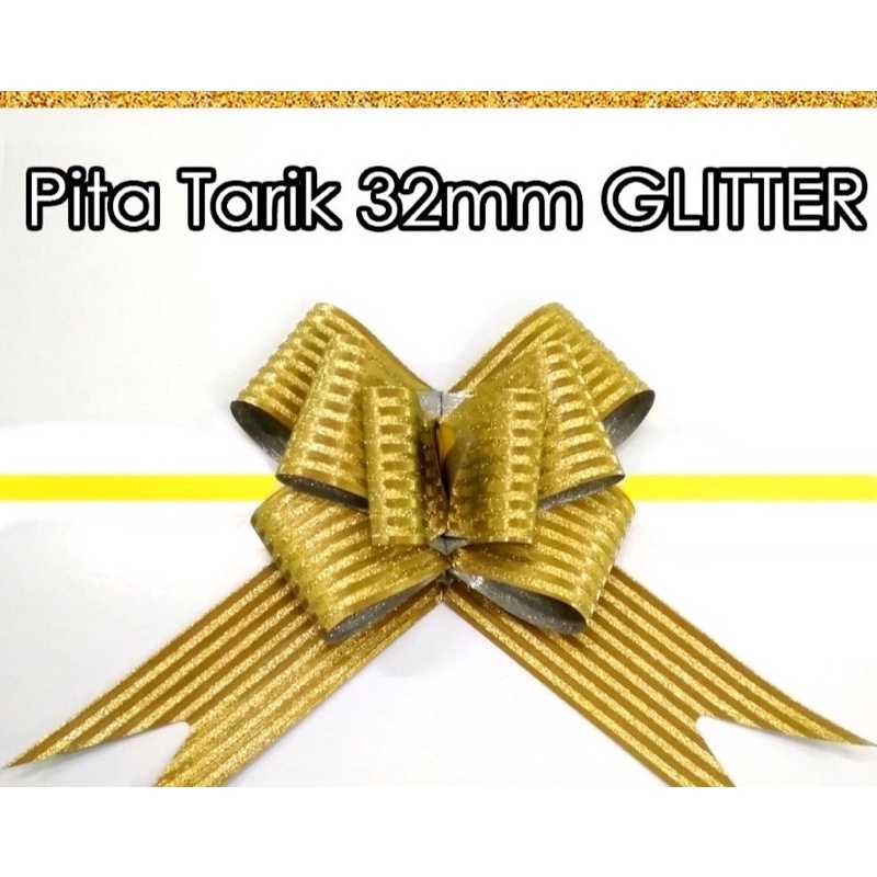 pita kado pita tarik kecil / sedang / jumbo glitter gold silver merah pink satuan