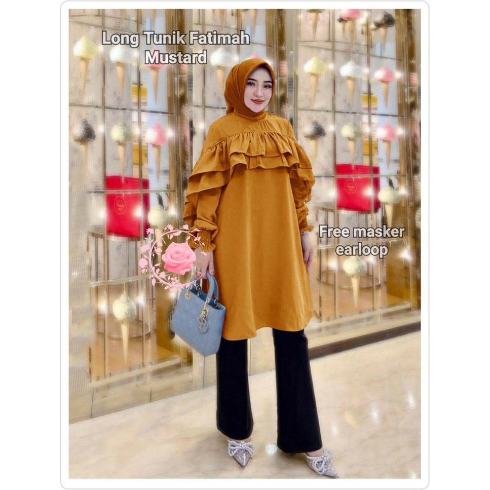 LONG TUNIK FATIMAH / TUNIK PANJANG FASHION WANITA / TUNIK DRESS MODEL TERLARIS TERBARU