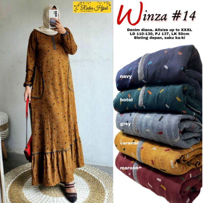 winza#14 by redeahijab dress diana denim by redea