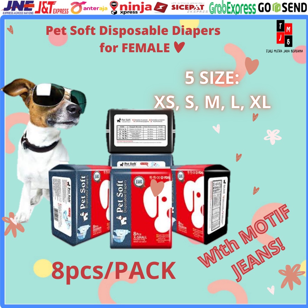 POPOK ANJING FEMALE PET SOFT DISPOSABLE DIAPERS BETINA XXS XS S M L XL