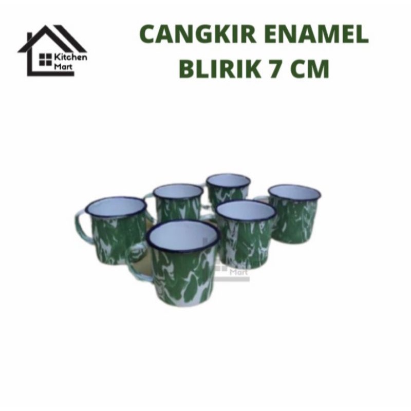 Mug Cangkir Lurik Enamel Unik 7 Cm