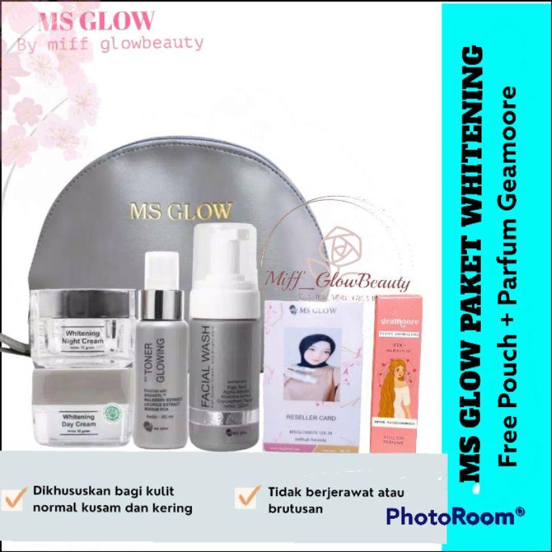 Miffglow - [ADA BARCODE] MS GLOW ORIGINAL FREE POUCH, ms glow paket whitening series msglow