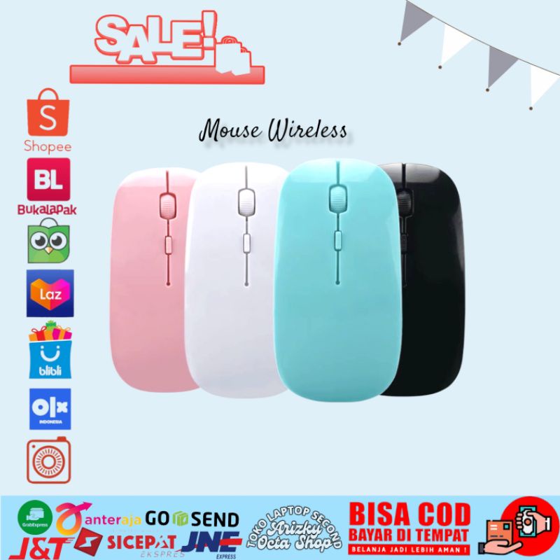 Mouse Wireless murah warna pink hitam putih ready stok