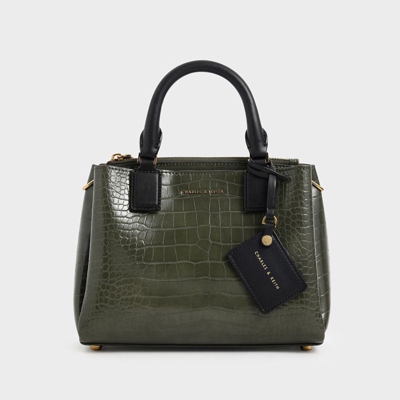 CK Croco Top Handle Bag