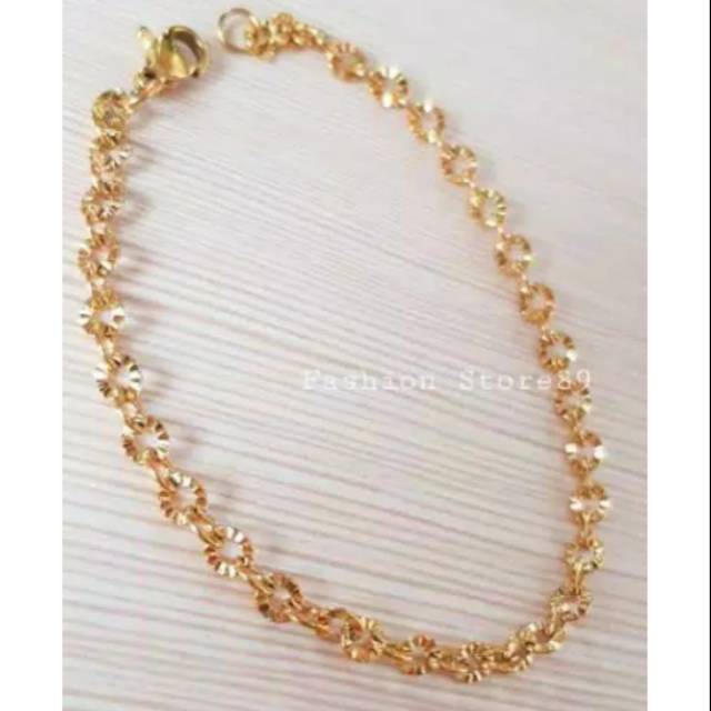 Gelang Titanium wanita motif panjang 18 cm anti karat