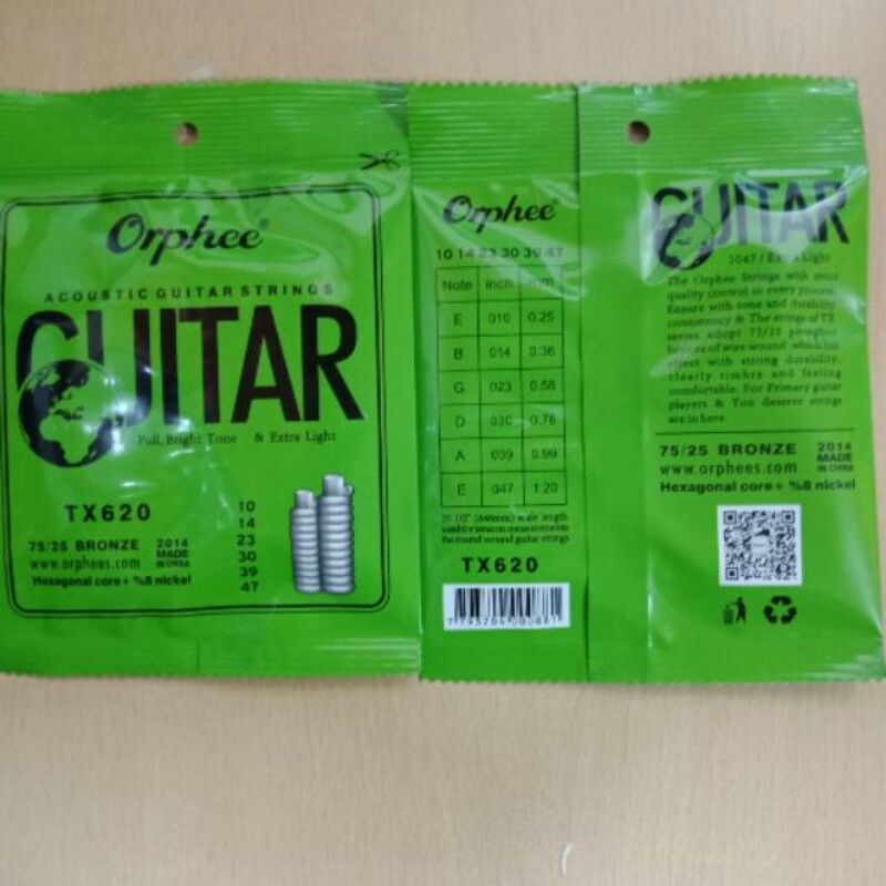 Senar gitar Original Orphee TX620 ukuran 10 47