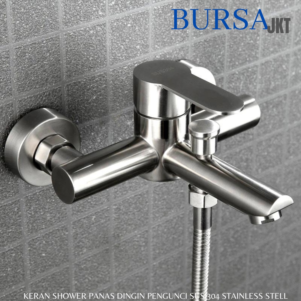 KRAN SHOWER AIR PANAS DINGIN WALL MOUNTED FAUCET CHROME SUS304 STAINLESS ANTI KARAT + LOCK KERAN