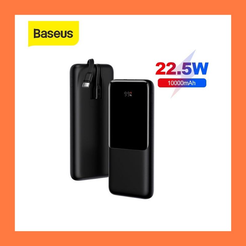Baseus Elf Digital Display Power Bank 22.5W Fast Charging Built in Cable iPhone