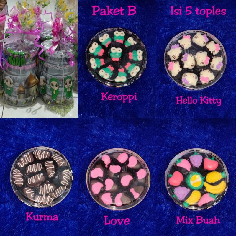

Paket Coklat untuk Lebaran 1 paket isi 5 toples ( Paket B )