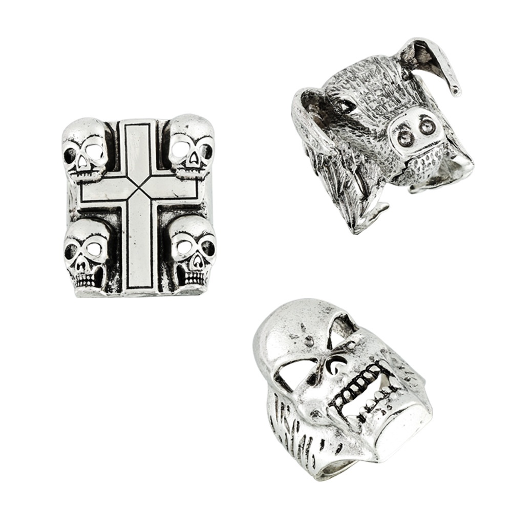 Cincin Desain Tengkorak Gaya Vintage Punk Untuk Pria