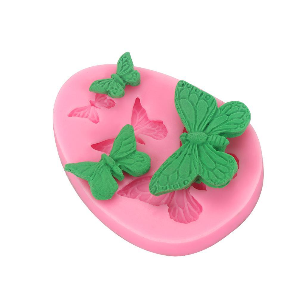 Suyo Cetakan Kue Bentuk Kupu-Kupu 3D 3 Lubang Bahan Silikon