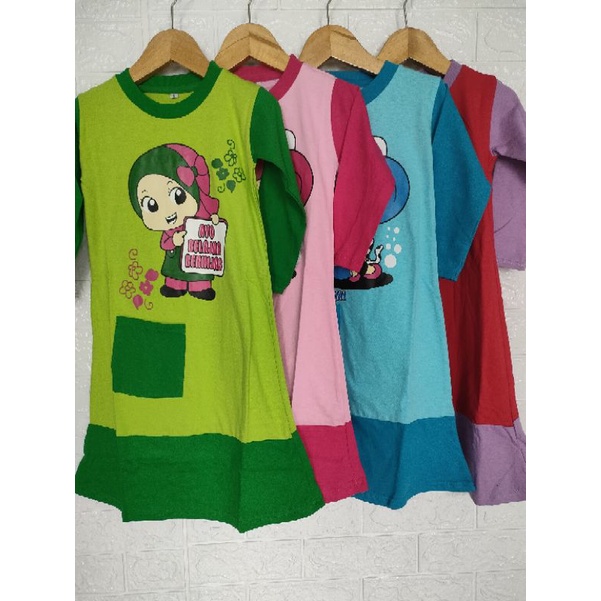 BAJU ANAK PEREMPUAN GAMIS / BLOUSE DRESS ANAK BAHAN KAOS USIA 1-12 TAHUN