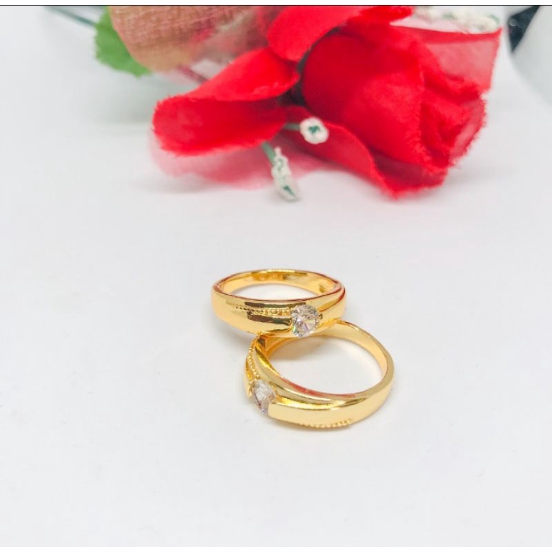 cincin pasangan mata satu cincin couple mata satu terlaris perhiasan titanium gold