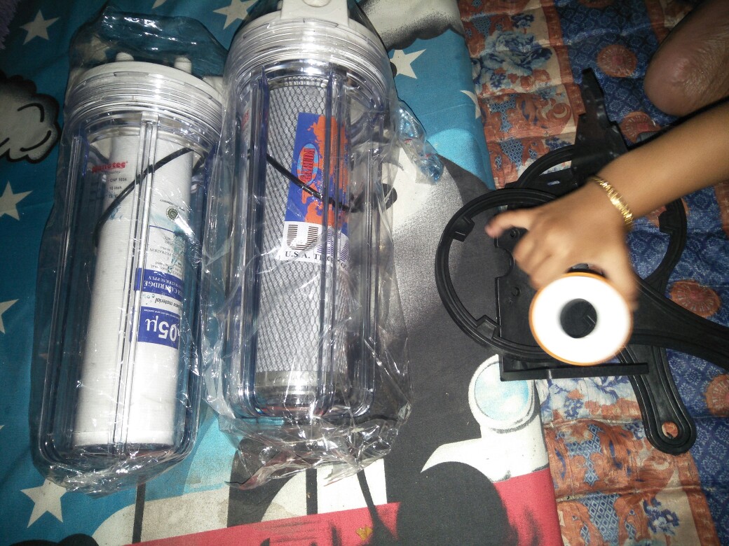 Penjernih Air Filter Air 2 Tabung Housing Nanotec 10 Drat 1/2 Atau 3/4 Bening