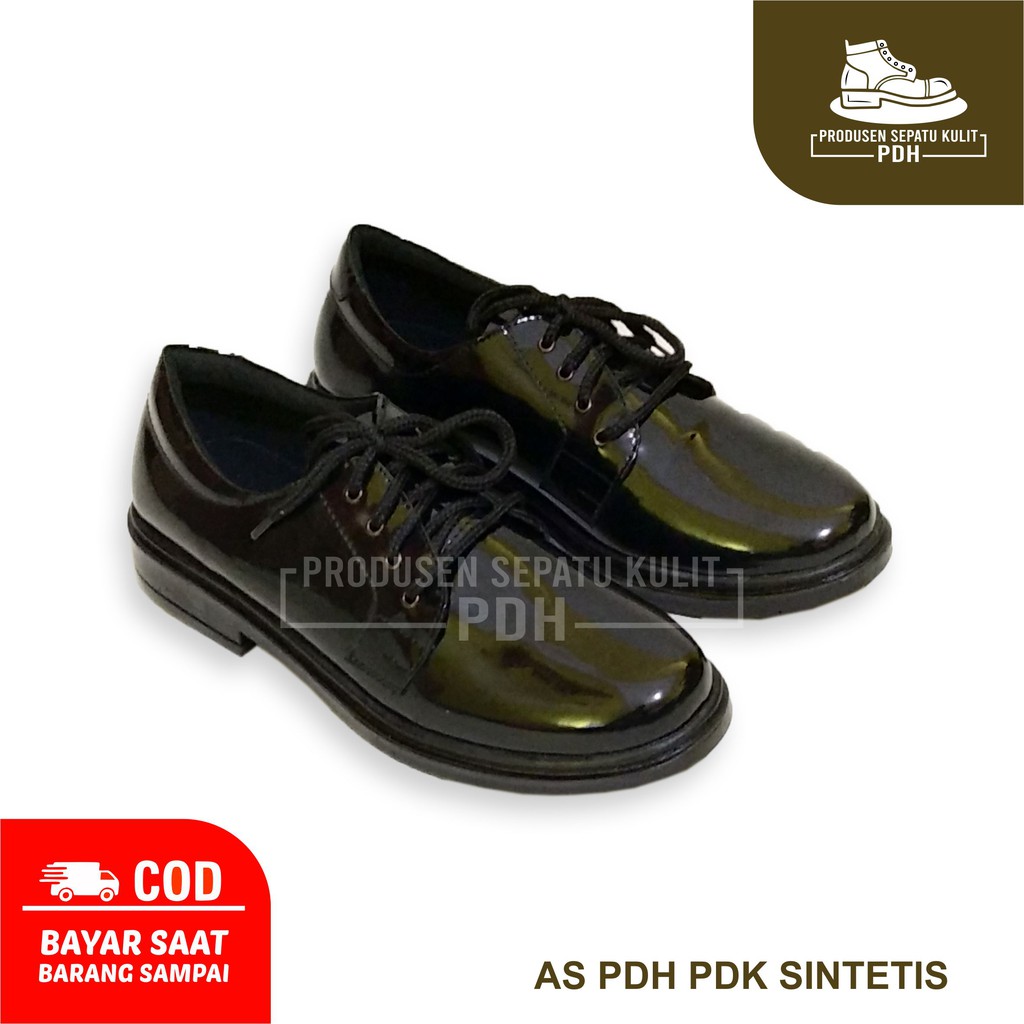SEPATU PDH PENDEK KILAP PENDEK TALI 01 GLOSSY SEPATU KERJA KANTOR PRIA TNI POLISI POLRI SATPAM FORMAL MENGKILAP KILAT