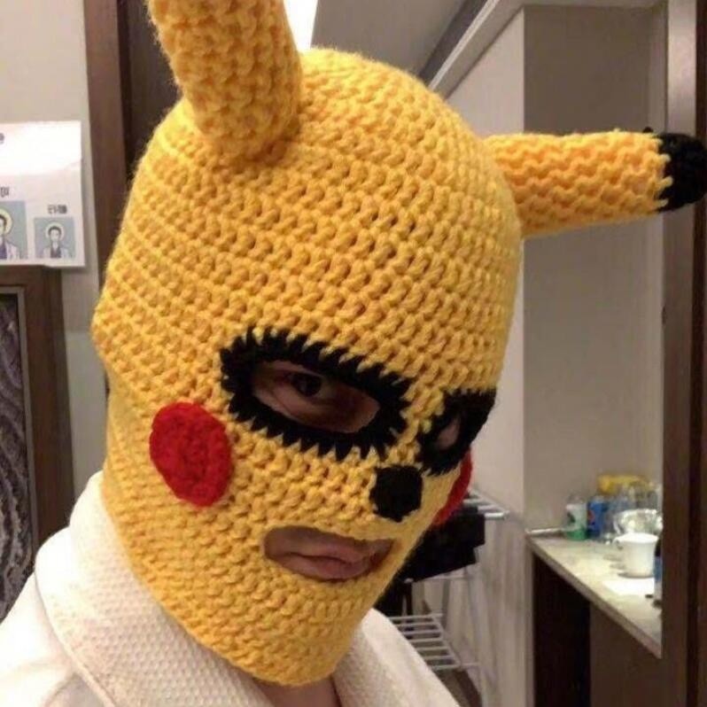 topeng kupluk masker rajut pikachu pokemon mask halloween