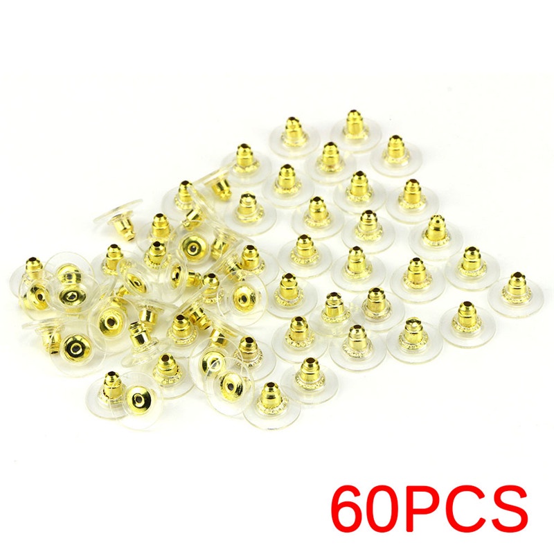 60pcs / set Anting Tusuk Warna Silver / Gold Untuk Wanita