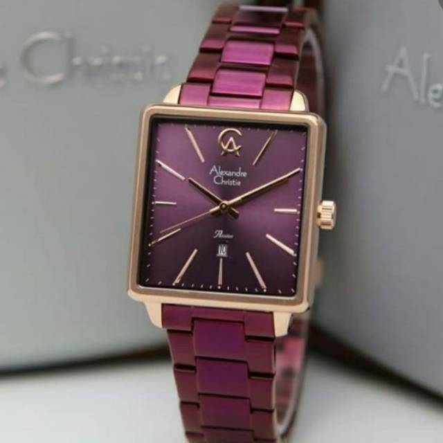 Jam Tangan Alexandre Christie AC2824 Purple / Rose Gld Original