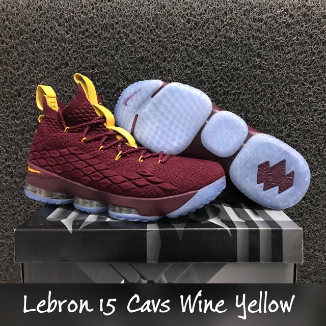 Lebron 15 Cavs Wine red yellow / sepatu basket james merah maron kuning