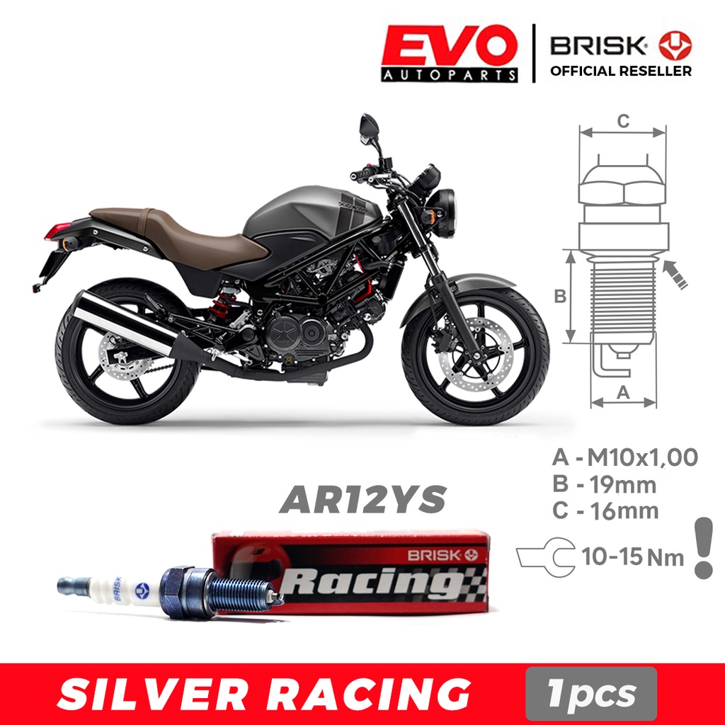 Busi BRISK Silver Racing AR12YS untuk motor Honda VTR 250