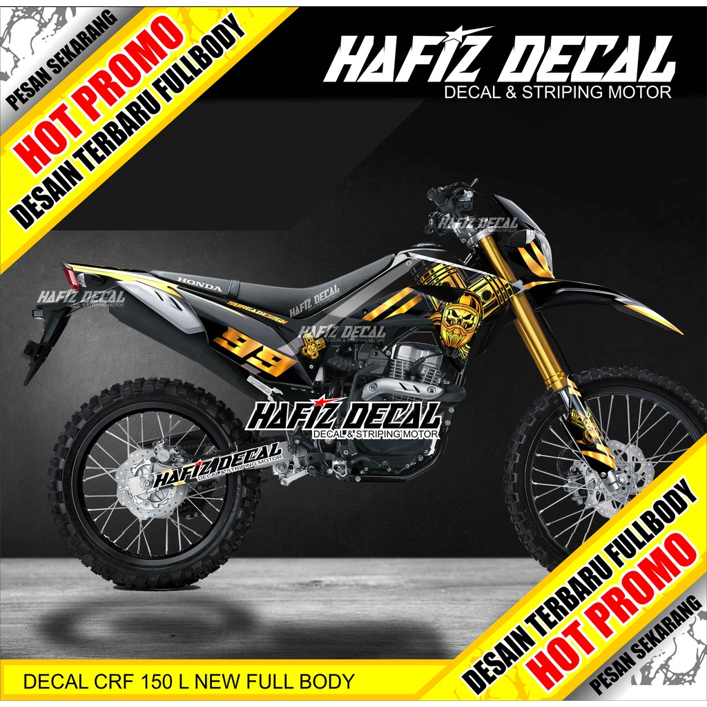 DECAL CRF, DECAL CRF 150 L FULL BODY, DECAL CRF HITAM, DECAL CRF 150 L