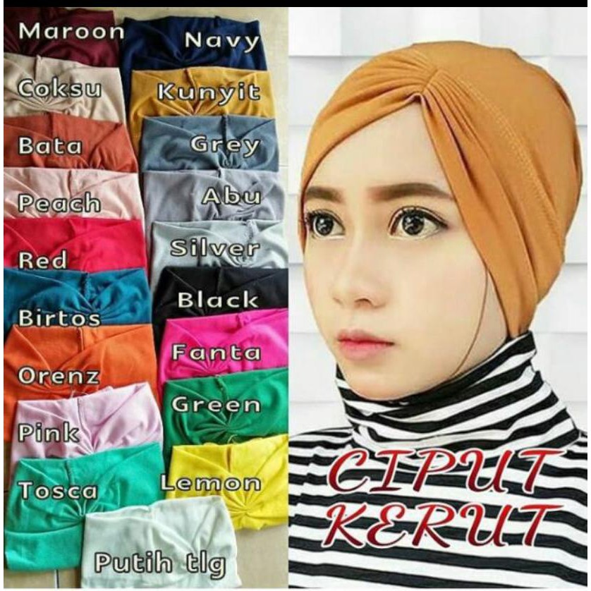 Inner kerut,ciput kerut bahan kaos super murah