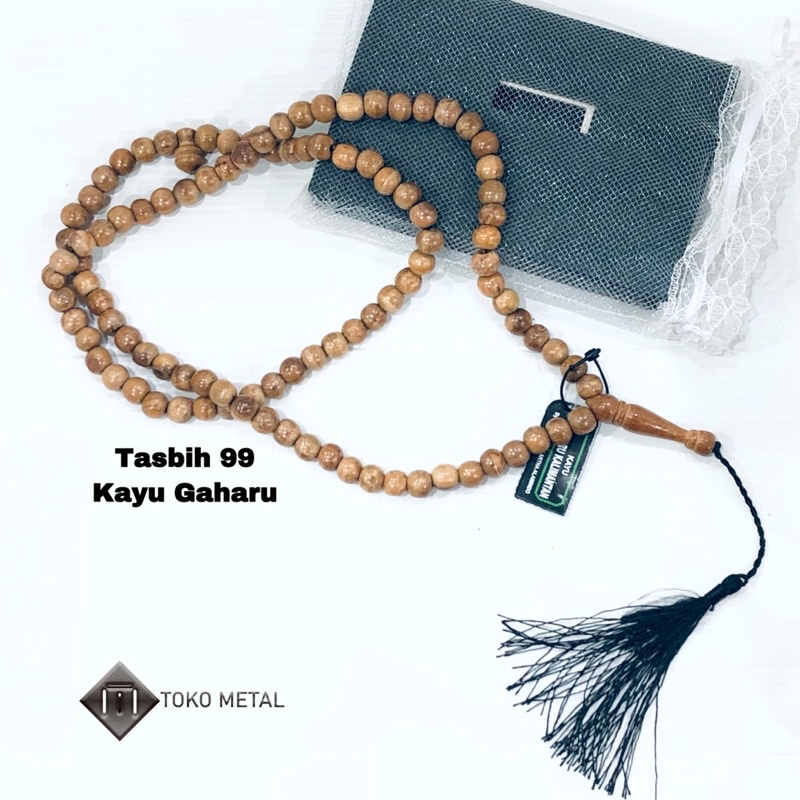 TASBIH 99 BUTIR KAYU GAHARU &amp; KAYU GALIH ASEM ASLI  DM 8 MM UNTUK PRIA/ WANITA [ TOKO METAL ]