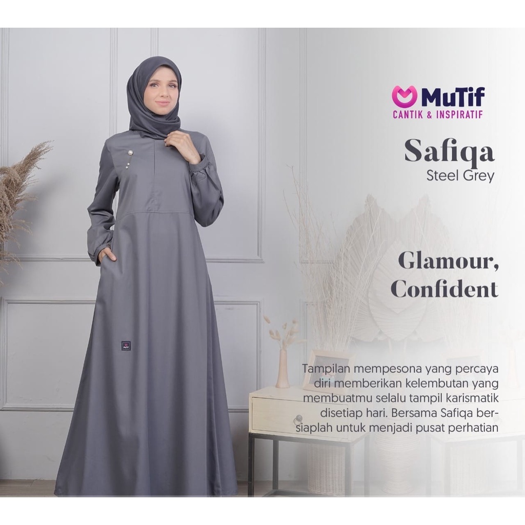GAMIS MUSLIMAH MODERN SAFIQA POLOS STEEL GREY BY MUTIF