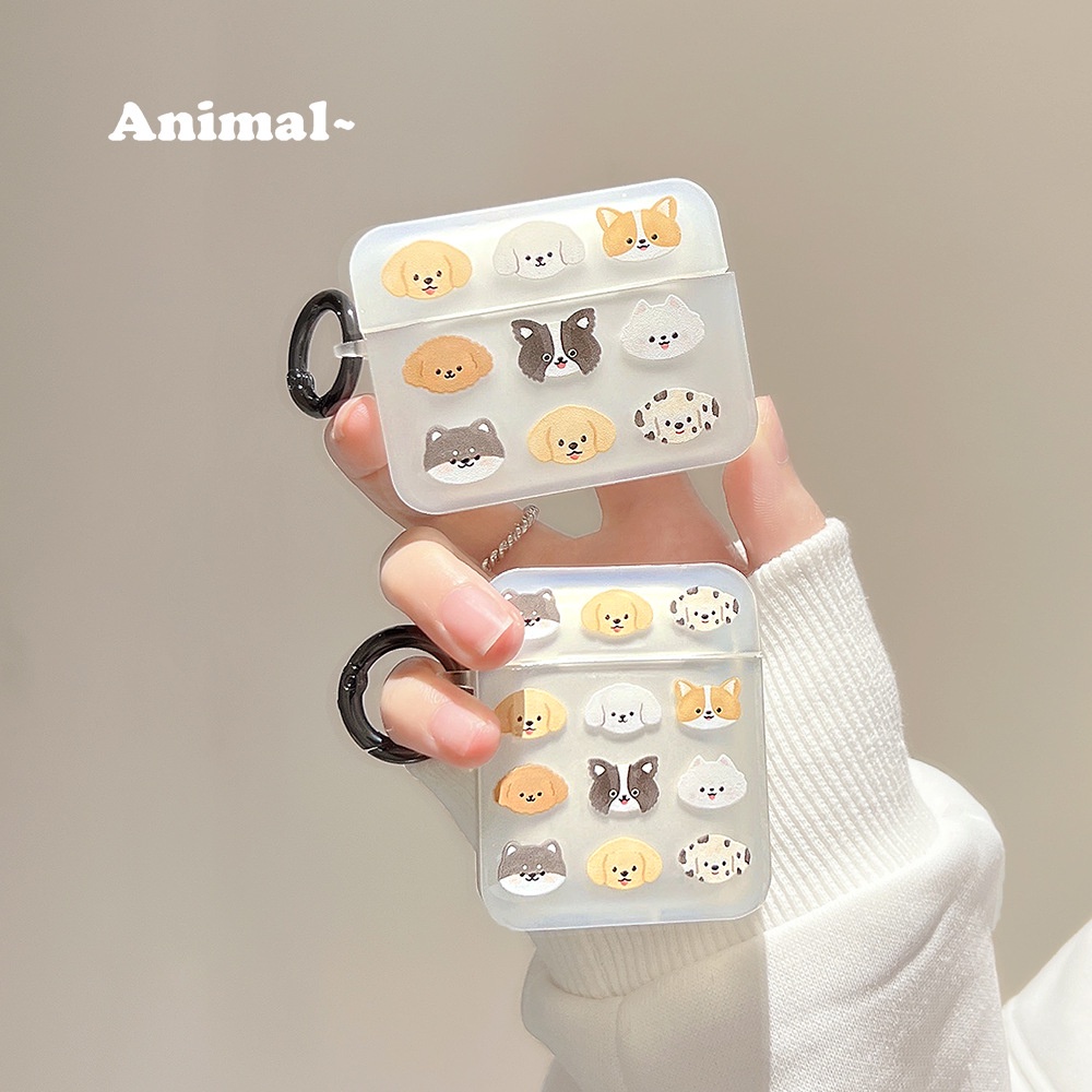 Soft Case Silikon Earphone Bluetooth Desain Anjing Warna Putih Dengan Cincin Jari Untuk Airpods 1 2 3 Pro 3 Airpods3