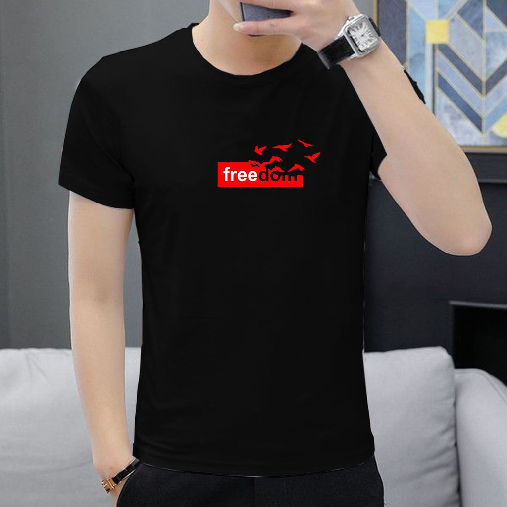 kaos t-shirt pria baju kaos pria fredomm/kaos distro/kaos simpel/baju distro/kaos unisex/baju kekinian/kaos fre