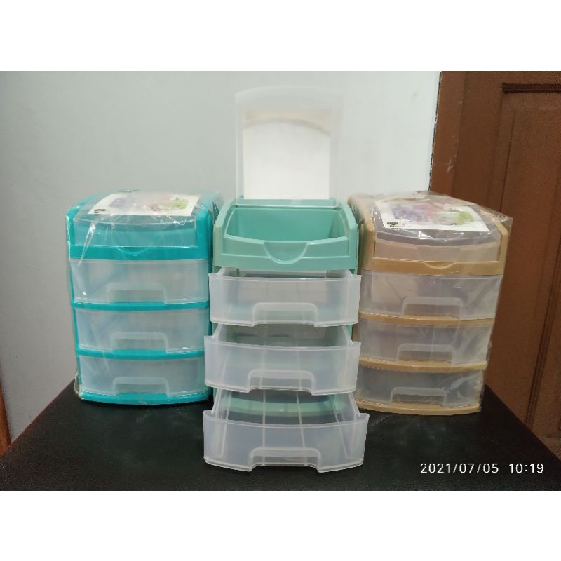 laci kecil plastik/mini container susun 3 serbaguna/laci kosmetik/laci pernik/laci caroline asvita