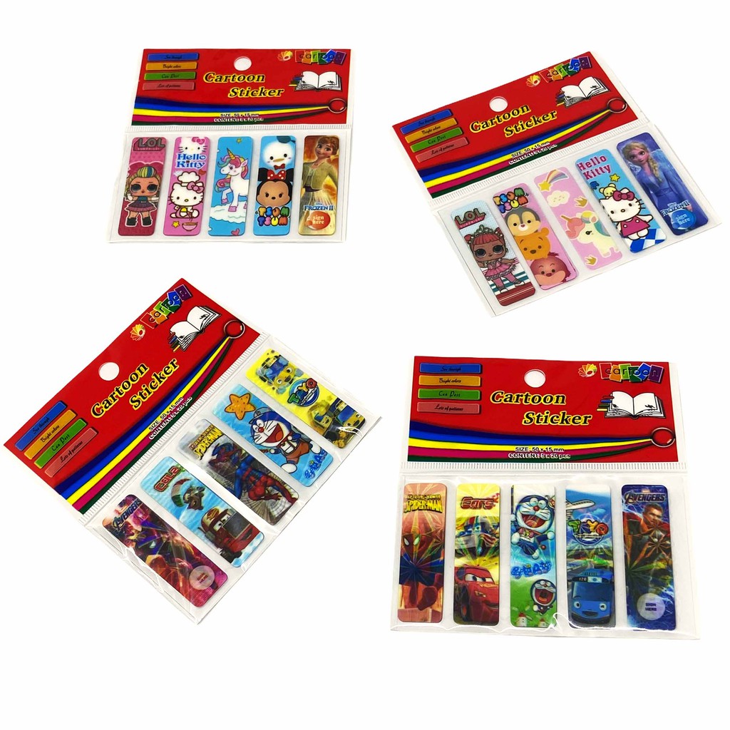 ISI 100LEMBAR | PEMBATAS BUKU BT21 BTS PLASTIK / PEMBATAS BUKU BTS / BOOKMARK BT21 / STIKY NOTE BT21-STC- CARTOON MIX