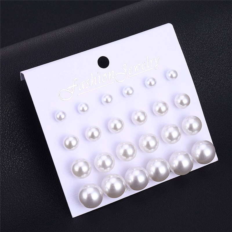 White Simulated Pearl Earrings Set For Women On Ear Ball Stud Earrings Bijouteria brincos Jewelry Accessories Wholesale