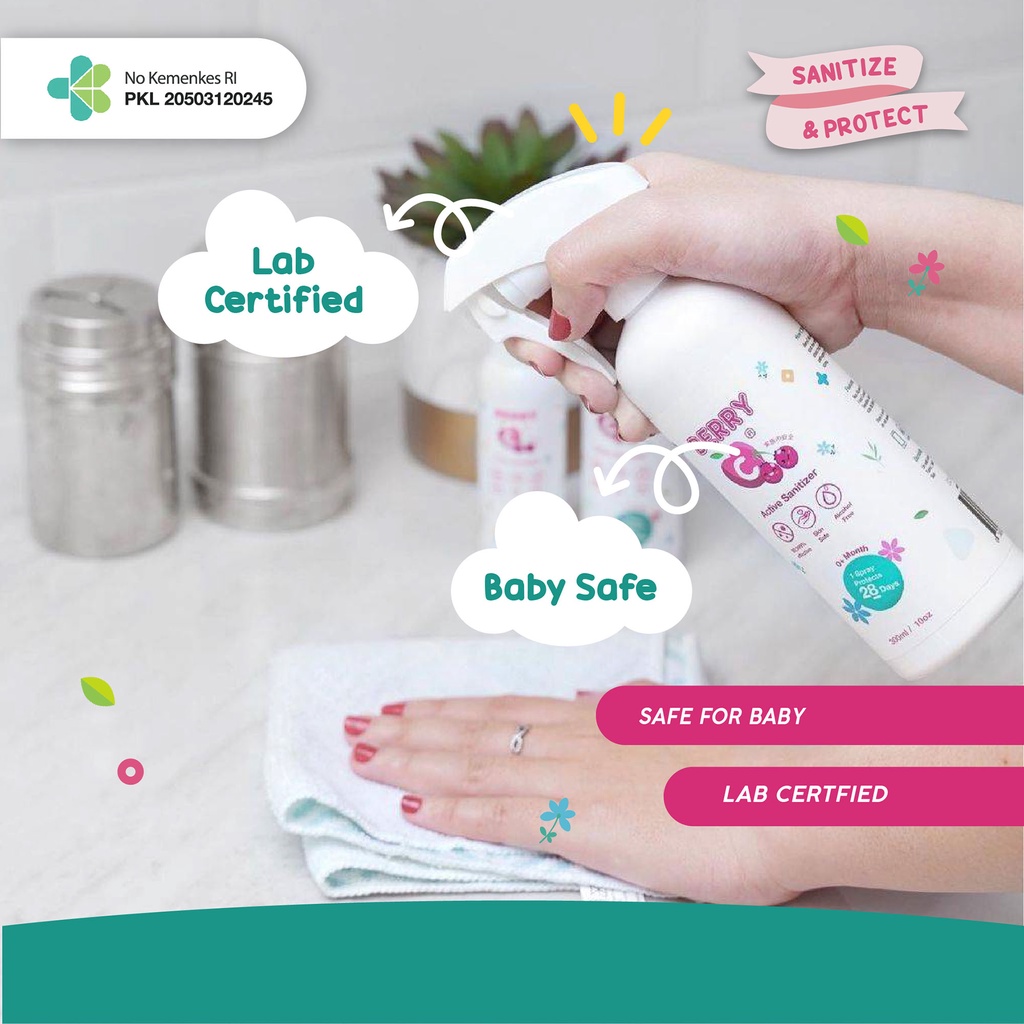 BerryC Active Sanitizer Spray 500ml Natural Food Grade Hand Antiseptik Non Alcohol Alkohol Aman untuk Bayi Anak Dewasa COVID19 HFMD Alat Makan Travel Size Refill Malaysia Halal Proteksi Protection Perlindungan Aktif Coronavirus Organik Harum Sensitif Skin