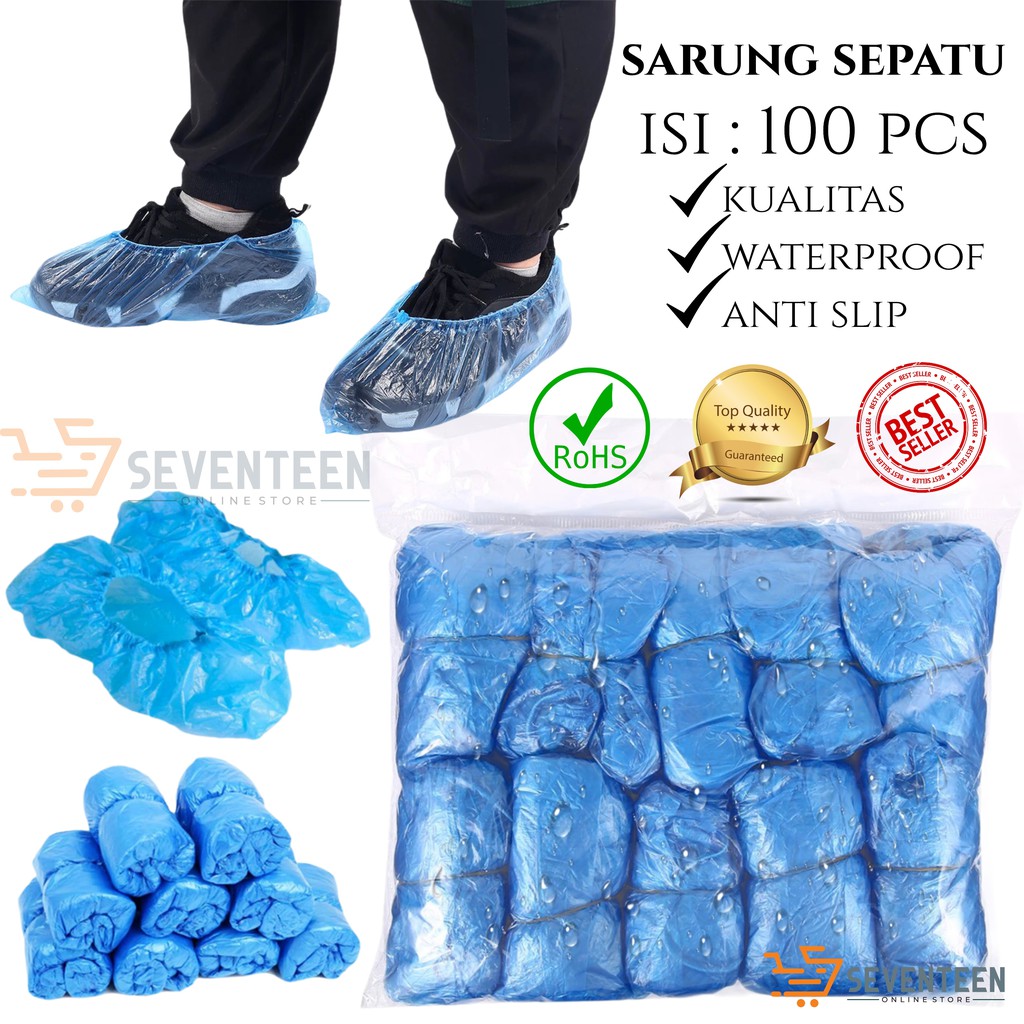 ISI 100PCS SARUNG SEPATU PLASTIK / JAS HUJAN SEPATU / SARUNG SEPATU MEDIS / SHOE COVER