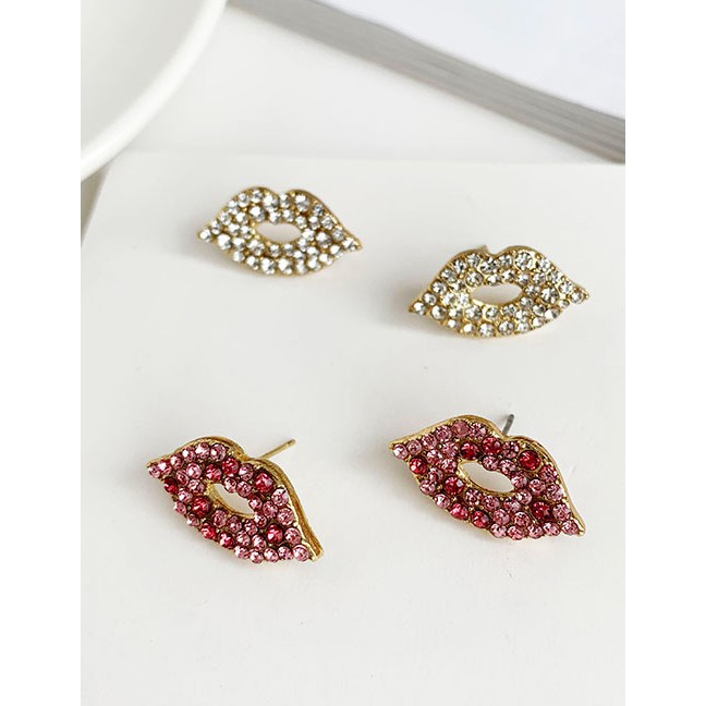 LRC Anting Tusuk Fashion Alloy Diamond Lip Studs F81888