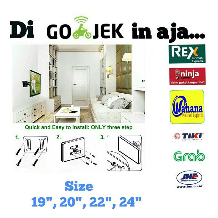 Bracket LED TV 24 Inch Swivel 4 arah Termurah