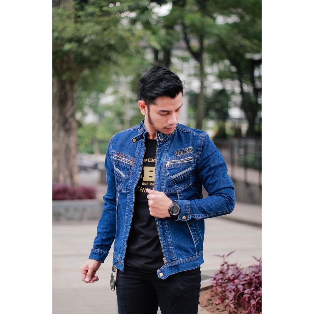 Jaket Jeans Pria The Berry Kerah