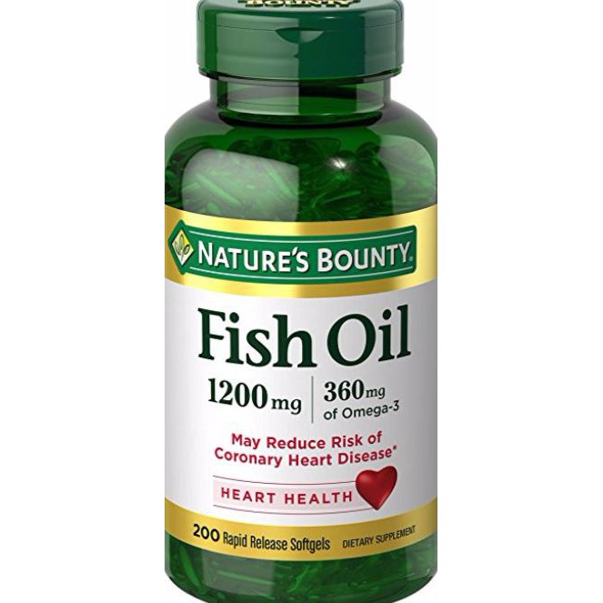 Nature's Bounty Fish Oil 1200 mg Omega-3 isi 200 Made in USA TERMURAH