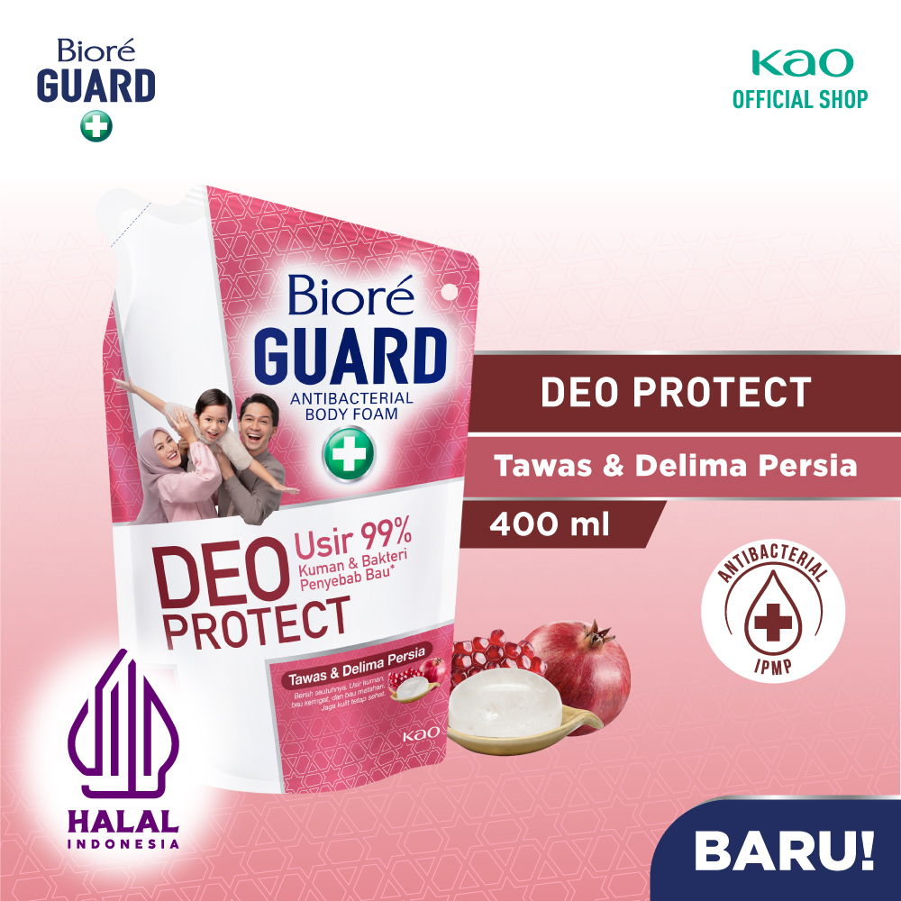 Biore Guard Deo Protect Sabun Mandi Cair Anti Bakteri Halal Tawas &amp; Delima Persia Pouch 400ml