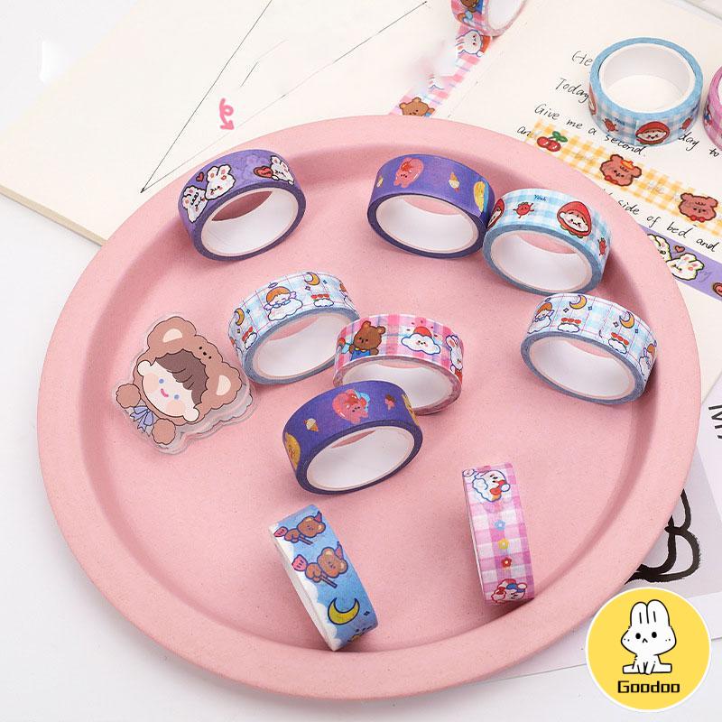 1 Pc Stiker tape Hewan Lucu Washi Tape Decor Masking Tape Untuk Dekorasi DIY Scrapbook / Jurnal -Doo