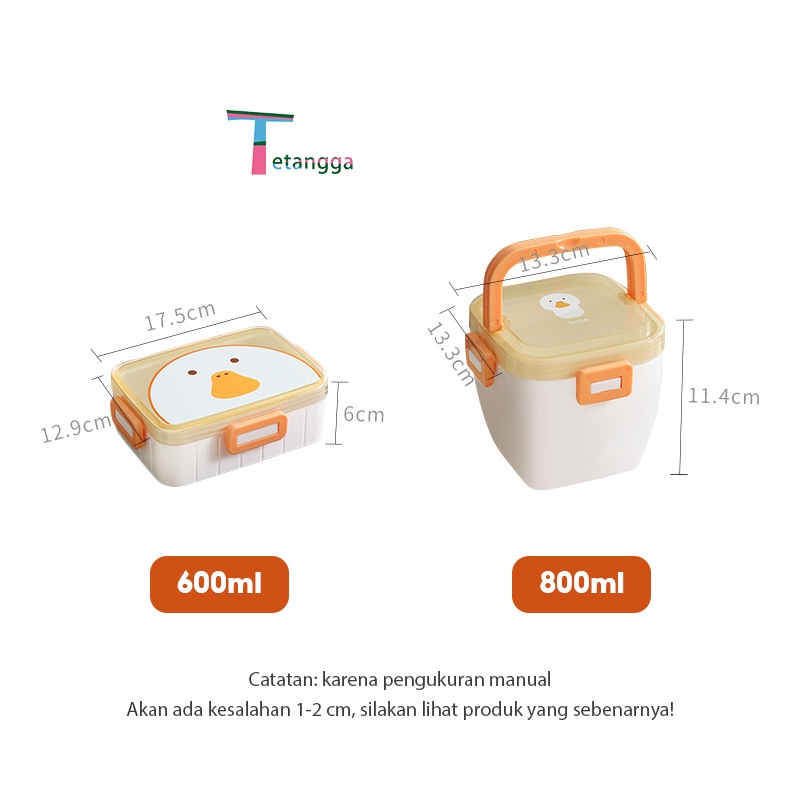 Warna double layer PP Wheat Straw Tempat makan Bento Kotak Bekal/Jerami Gandum lunch box 1000 ML dengan free Sendok