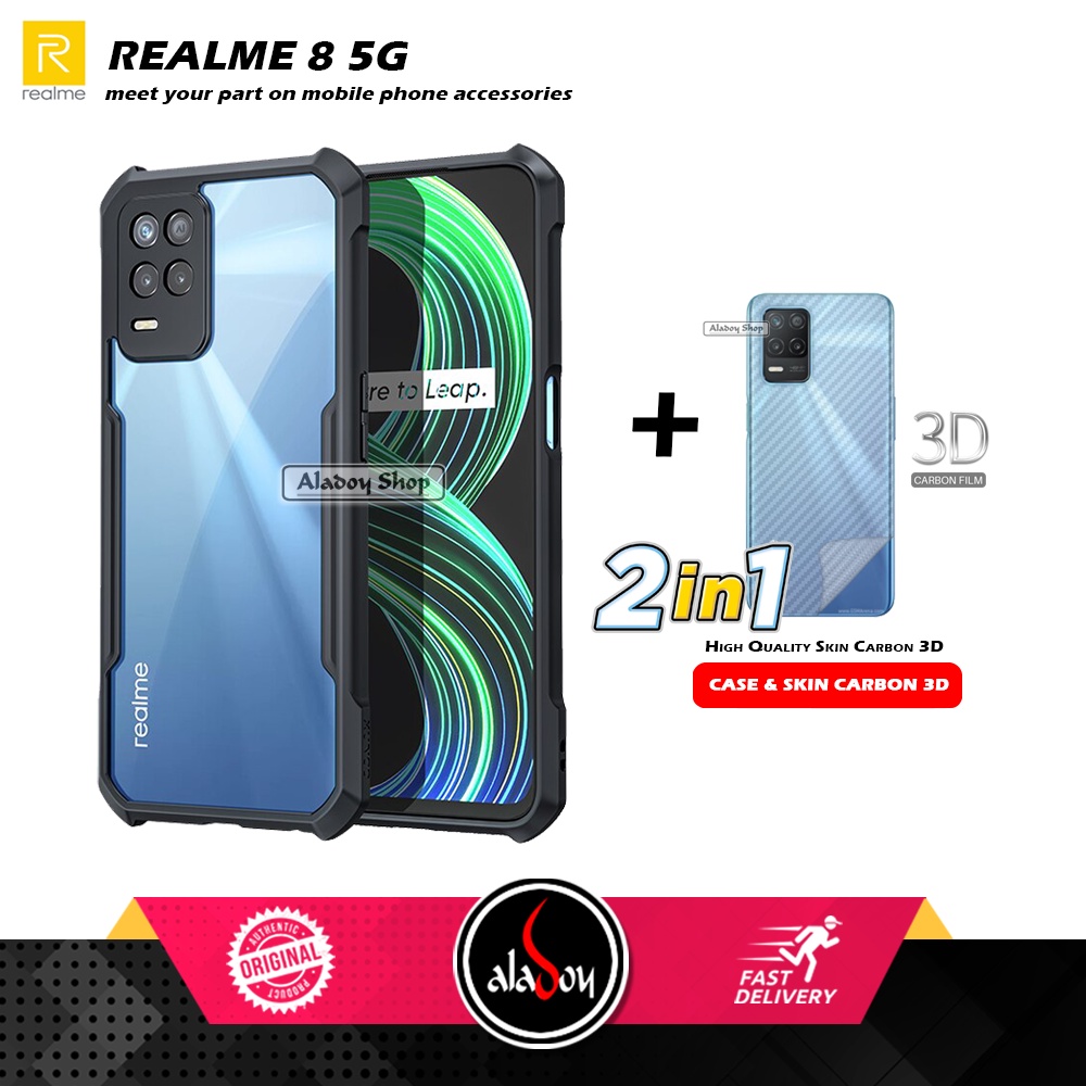 Case REALME 8 5G Armor Fusion Transparent Casing Free Skin Carbon 3D