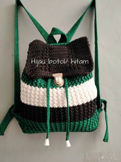 TAS RANSEL RAJUT WANITA STRIPE STORE09 MURAH