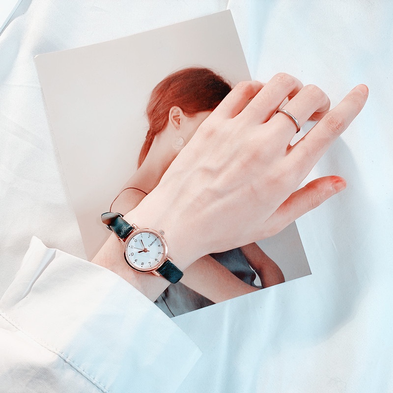 Jam Tangan Wanita A0021 Schoolgirl Simple Fresh Small Dial Thin Belt Quartz Watches