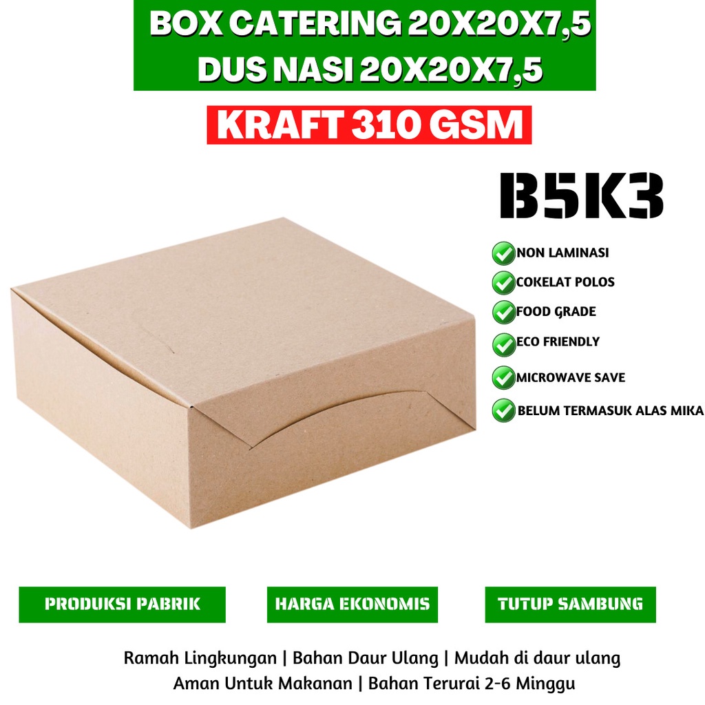 Box Nasi 20x20 Box Catering Dus Nasi Dus 20x20  (B5K3-20X20X7.5 Cm)