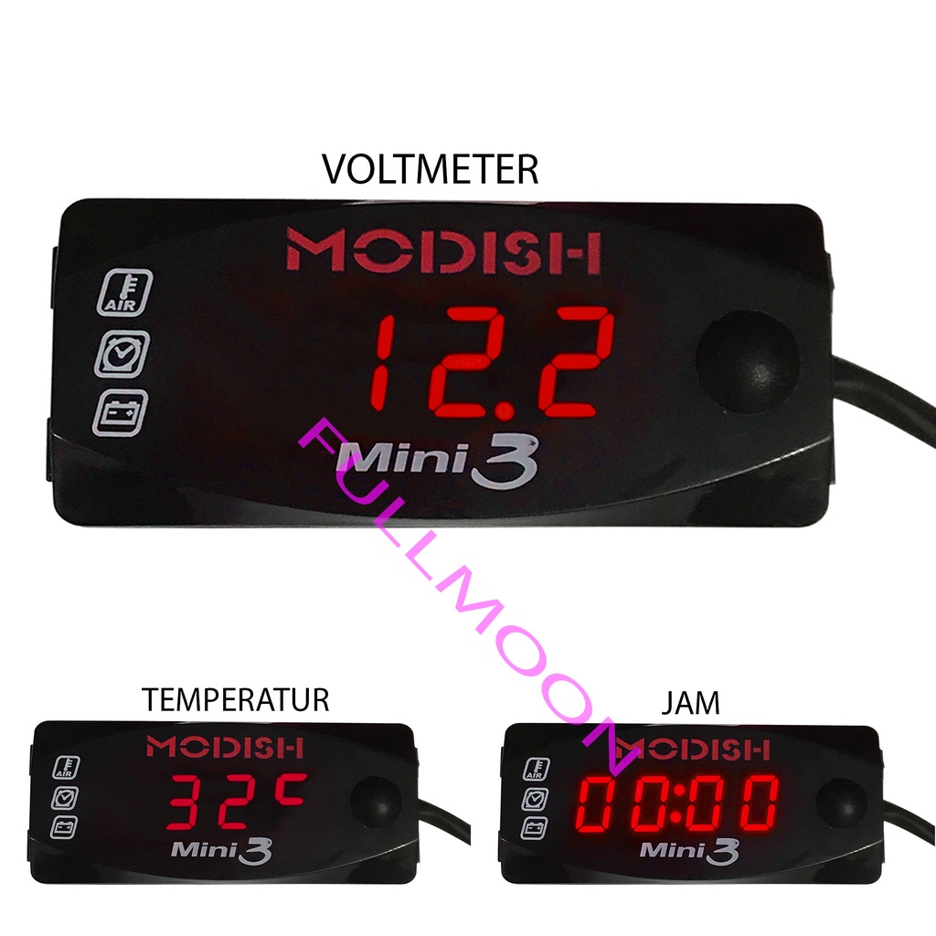 VOLTMETER AKI DIGITAL 3 IN 1 TEMPERATUR SUHU JAM DIGITAL VOLTMETER