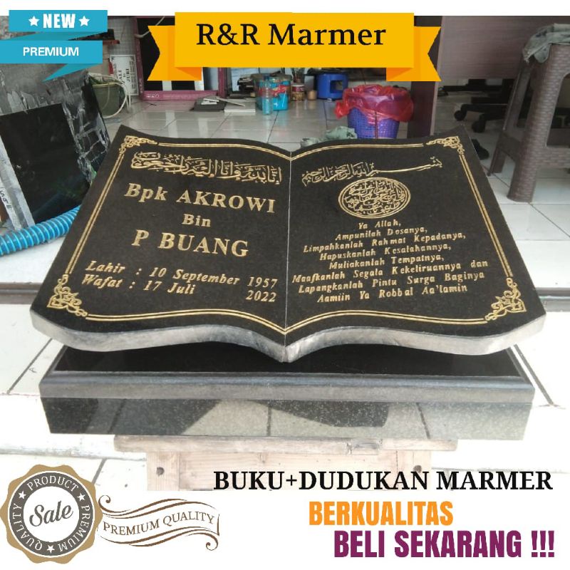 BATU NISAN BUKU+DUDUKAN MARMER