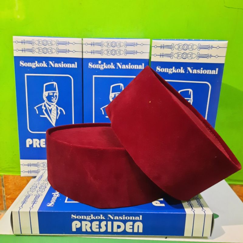 promo !! songkok peci presiden merah marun betawi si pitung tinggi 9 cm