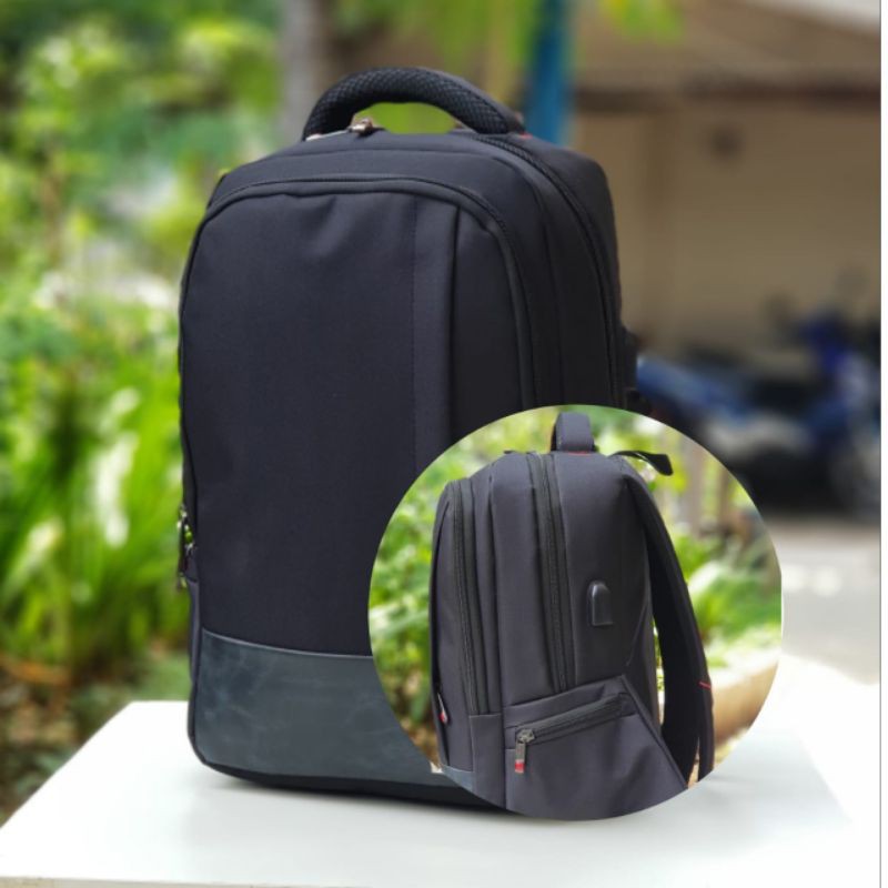 Tas Laptop Ransel canvas 14inc Kapasitas BesarRansel Hitam Kanvas Pria Wanita Tas Punggung Sekolah Pelajar Perguruan Tinggi untuk Remaja Ransel Kasual Mochila Ransel Harian Travel